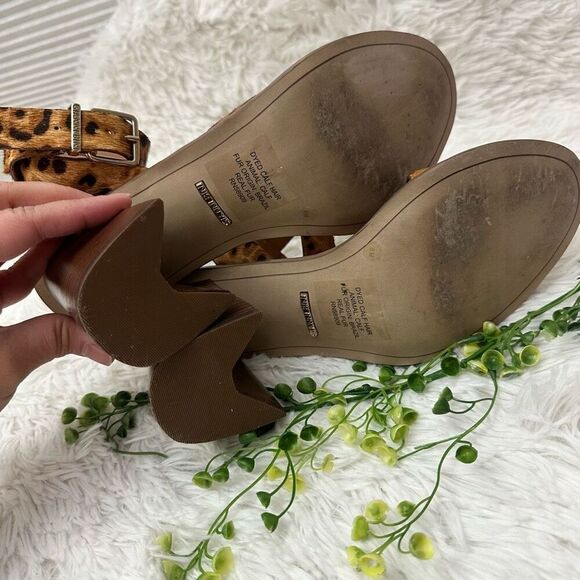 Gianni Bini Marilane Animal Print Dyed Fur Slingback Open toe Sandals sz 9M - Picture 8 of 12